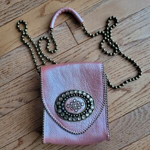 Leatherock Medallion Rhinestone Studded Chain Crossbody Purse Phone Bag